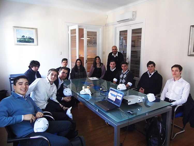 Young people gathered in an office