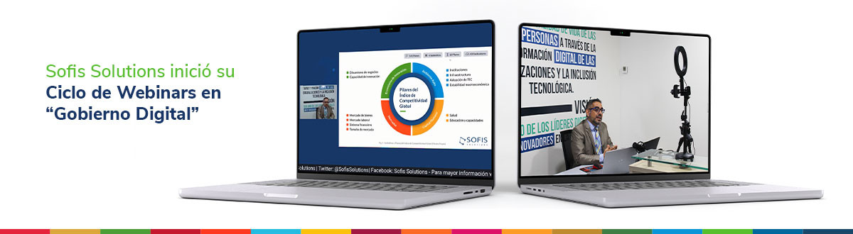 Presentación de un webinar en dos pantallas de computadoras