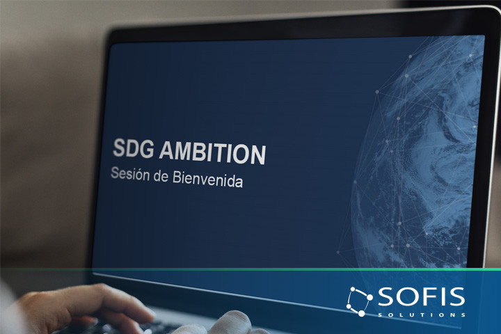 Computer screen with a presentation of SDG Ambition