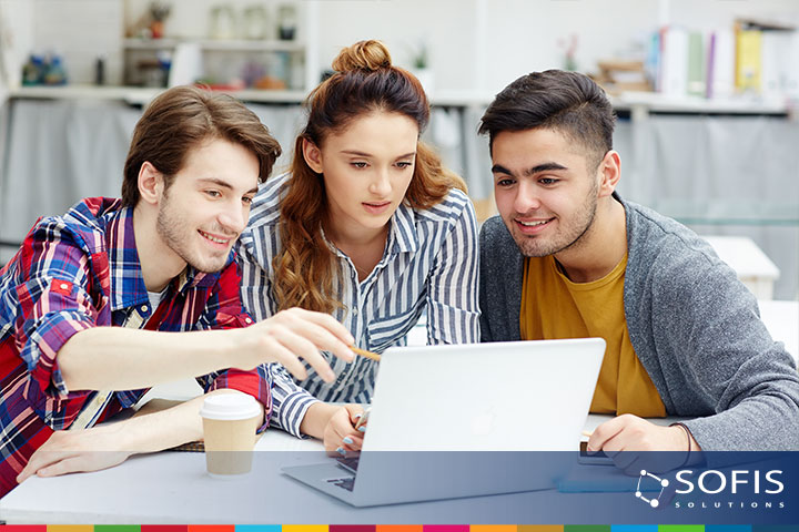 Young people working at a computer